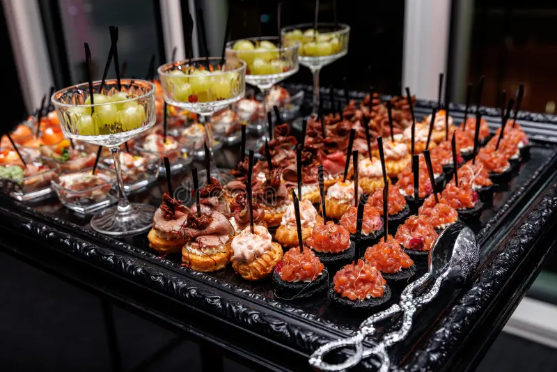 Finger Food Selection image showing Afro-fusion catering presentation