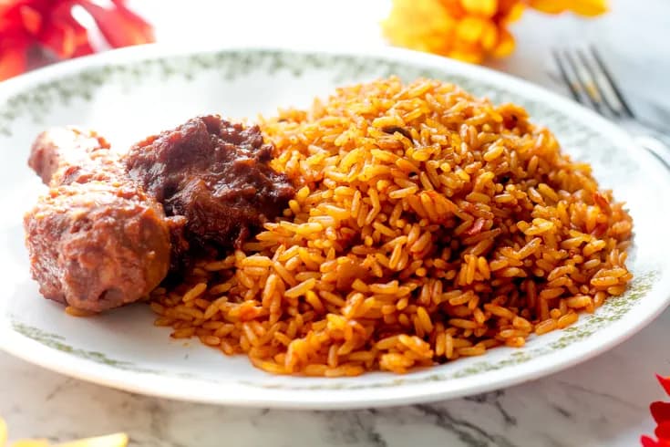 Party Jollof Rice image showing Afro-fusion catering presentation