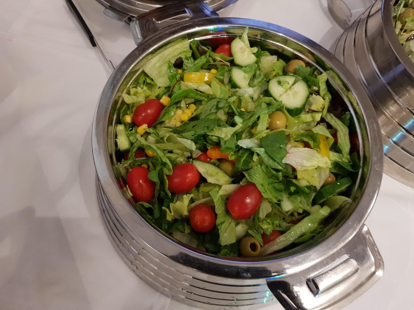 Corporate buffet setup with Afro-fusion catering